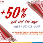 Mobifone khuyến mãi ngày 25/2/2017 tặng 50% giá trị thẻ nạp