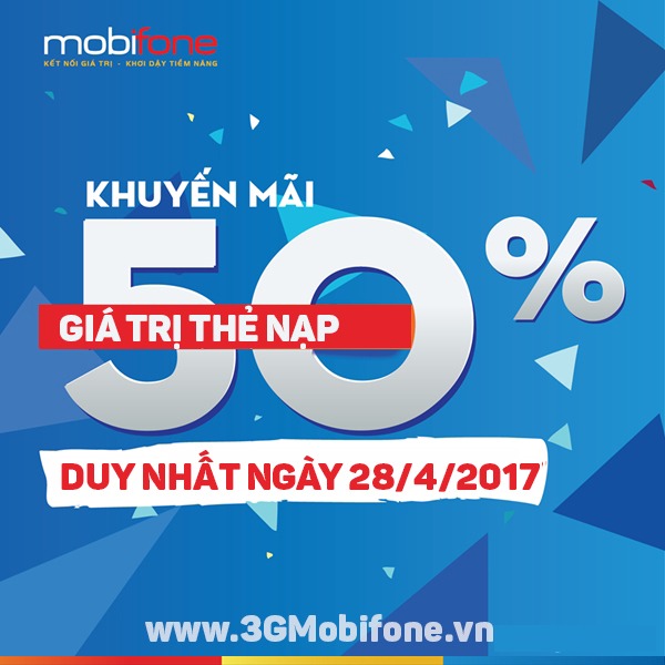 Mobifone khuyến mãi tặng 50% thẻ nạp