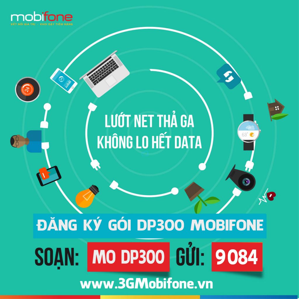 Đăng ký gói DP300 Mobifone nhận 300 phút gọi, 300 sms và 6GB data