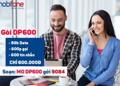 Đăng ký gói DP600 Mobifone nhận 9GB Data, 600SMS, 600 phút gọi