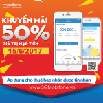 Khuyến mãi Mobifone tặng 50% giá trị thẻ nạp ngày 15/6/2017