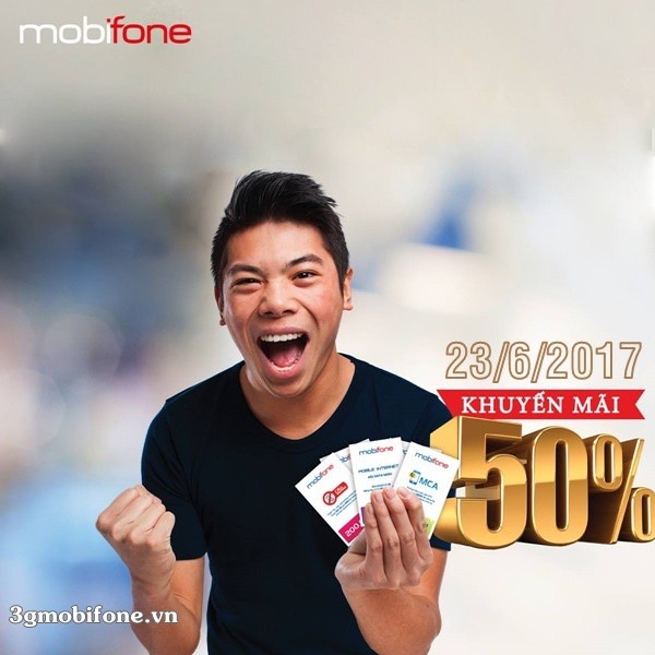 Mobifone khuyến mãi ngày 23/6/2017 tặng 50% thẻ nạp