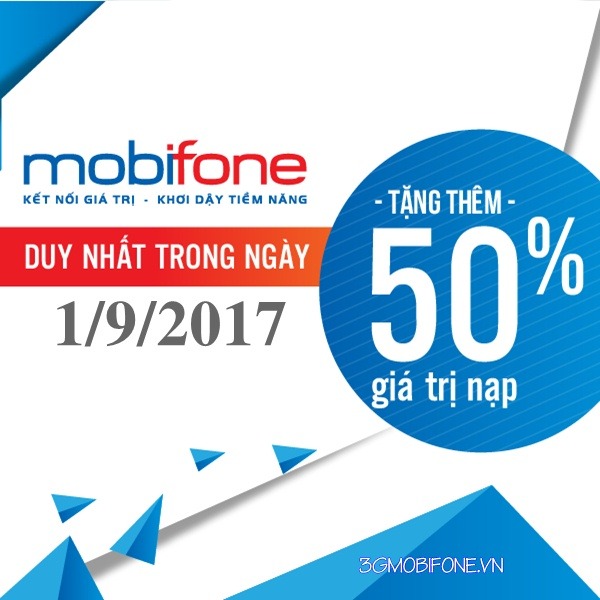 Chương trình Mobifone khuyến mãi ngày 1/9/2017