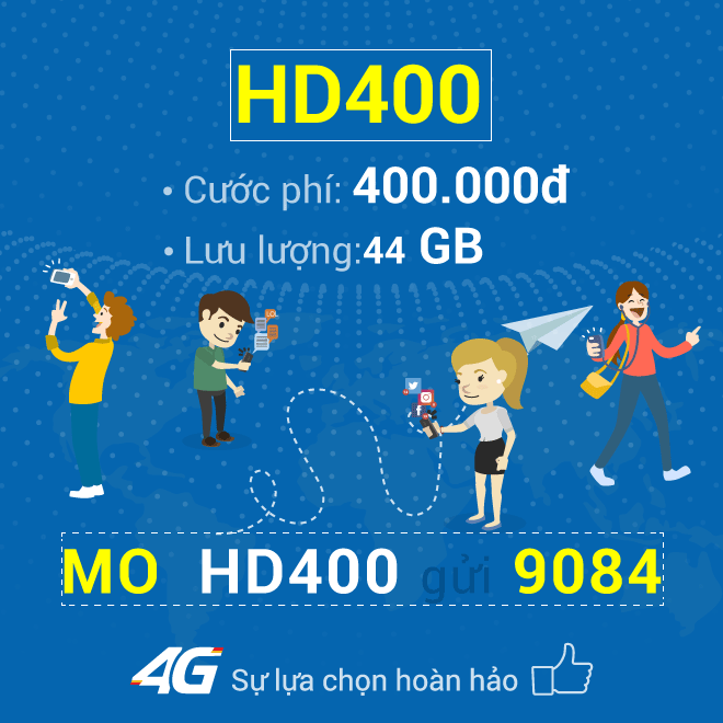 Cách đăng ký gói HD400 Mobifone nhận ngay 44GB Data 4G chỉ 400.000đ