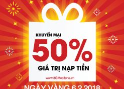 Mobifone khuyến mãi ngày 6/2/2018 tặng 50% giá trị thẻ nạp ngày vàng