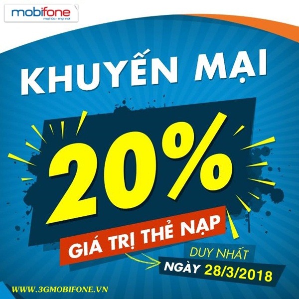 Chương trình Mobifone khuyến mãi 28/3/2018