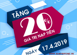 Mobifone khuyến mãi ngày 17/4/2019 tặng 20% thẻ nạp