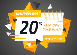 Mobifone khuyến mãi ngày 3/7/2019 tặng 20% thẻ nạp