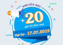 Khuyến mãi Mobifone ngày 17/7/2019 tặng 20% thẻ nạp