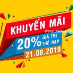 Mobifone khuyến mãi ngày 21/8/2019 tặng 20% thẻ nạp