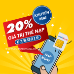 Mobifone khuyến mãi ngày 7/8/2019 tặng 20% thẻ nạp