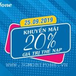 Mobifone khuyến mãi ngày 25/9/2019 tặng 20% thẻ nạp