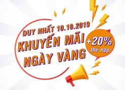 Mobifone khuyến mãi ngày 10/10/2019 tặng 20% thẻ nạp