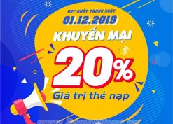 Mobifone khuyến mãi ngày 1/12/2019 tặng 20% thẻ nạp