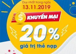 Mobifone khuyến mãi ngày 13/11/2019 tặng 20% thẻ nạp