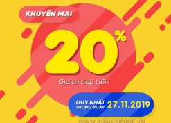 Mobifone khuyến mãi ngày 27/11/2019 tặng 20% thẻ nạp toàn quốc