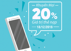 Mobifone khuyến mãi ngày 18/12/2019 tặng 20% thẻ nạp