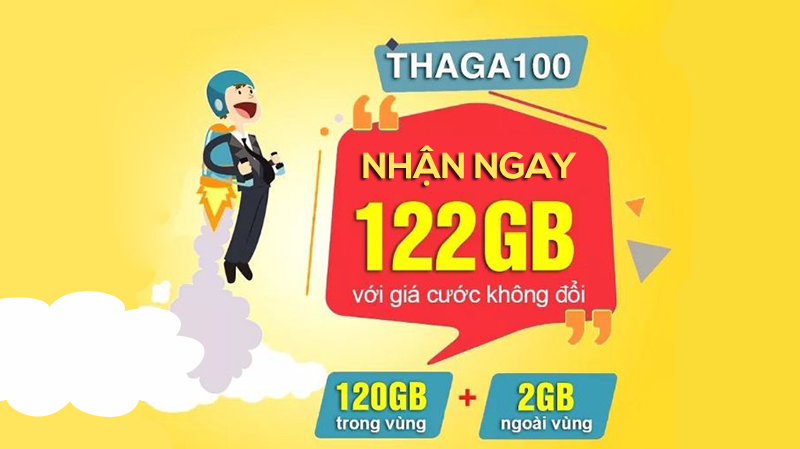 Đăng ký gói cước THAGA100 Mobifone có 122GB Data dùng 30 ngày 