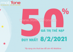 Khuyến mãi Mobifone ngày 8/2/2021 ưu đãi 50% giá trị tiền nạp toàn quốc