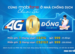 Gói cước 4G 0 đồng Mobifone cho các tỉnh miền Tây