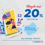 Khuyến mãi Mobifone ngày 15/9/2021 ưu đãi 20% giá trị tiền nạp