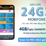 Đăng ký gói cước 24G3 Mobifone miễn phí 360GB data dùng 3 tháng
