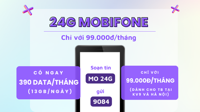 Đăng ký gói cước 24G Mobifone có ngay 390GB data 1 tháng 