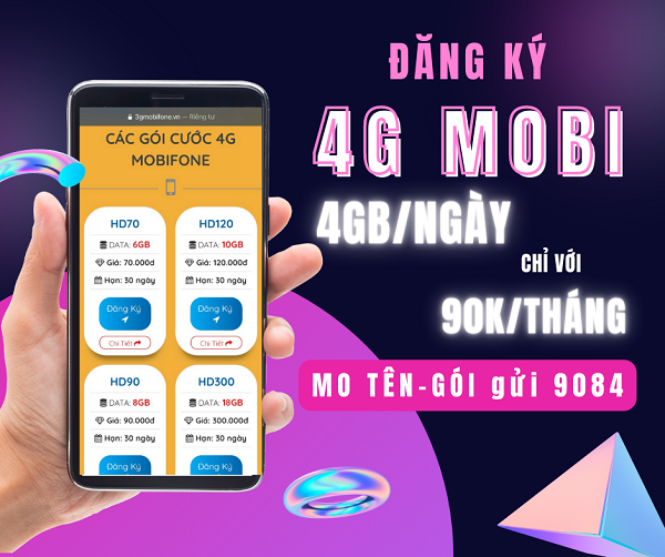 Cách đăng ký 4G Mobifone tháng 90K nhận 4GB/ngày