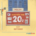 Mobifone khuyến mãi ngày 30/7/2022 ưu đãi 20% - 50% tiền nạp