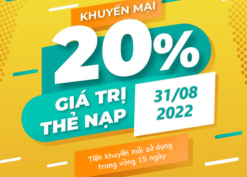 Khuyến mãi Mobifone ngày 31/8/2022 ưu đãi 20% giá trị tiền nạp