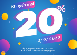 Khuyến mãi Mobifone ngày 2/9/2022 ưu đãi 20% tiền nạp toàn quốc