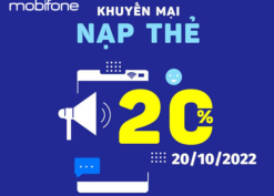 Mobifone khuyến mãi 20/10/2022 ưu đãi 20% giá trị tiền nạp bất kỳ