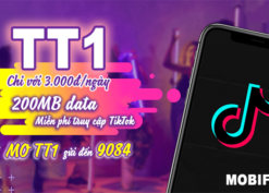 Đăng ký gói TT1 Mobifone miễn phí 200MB + Free 100% data truy cập Tiktok