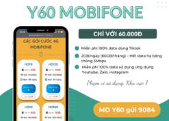 Đăng ký gói cước Y60 Mobifone miễn phí data không giới hạn