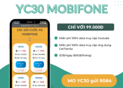 Đăng ký gói cước YC30 Mobifone Free data truy cập Youtube