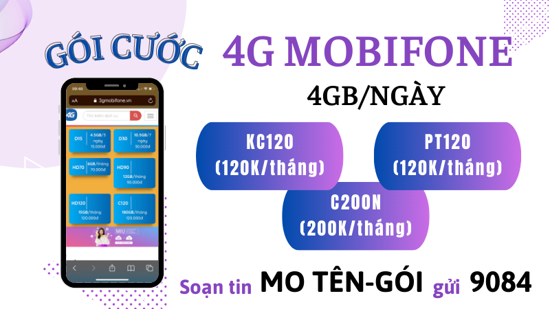 Tổng hợp các gói cước 4G Mobifone 4GB/ngày 