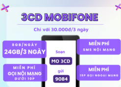 Đăng ký gói cước 3CD Mobifone 24GB data và triệu phút gọi miễn phí