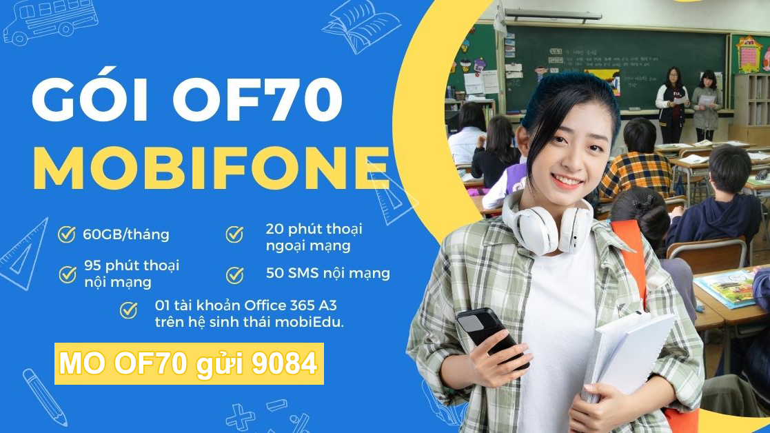 Đăng ký gói cước OF70 Mobifone nhận data và gọi miễn phí