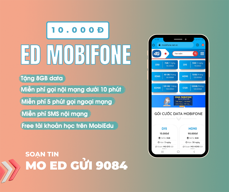 Đăng ký gói cước ED Mobifone miễn phí data và gọi thả ga cả ngày 