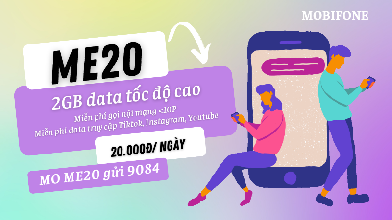 Đăng ký gói cước ME20 Mobifone miễn phí data và gọi cả ngày 