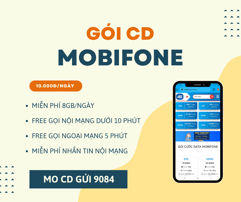 Đăng ký gói cước CD Mobifone nhận data và gọi thả ga cả ngày 