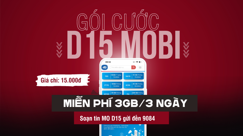 Đăng ký gói cước D15 Mobifone ưu đãi 3GB data chỉ 15.000đ