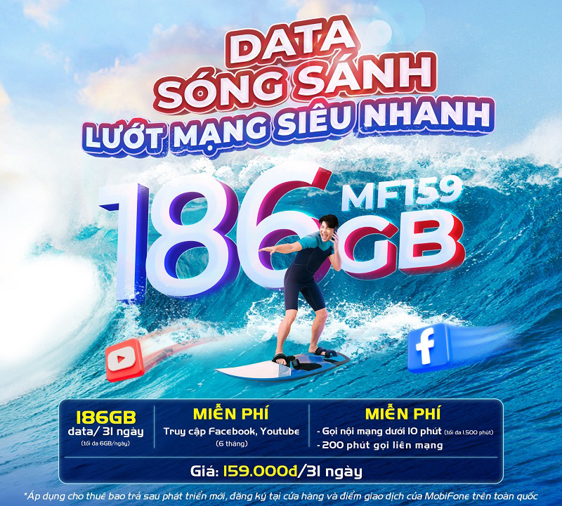 Đăng ký gói cước MF159 Mobifone chỉ 159K có data và gọi free cả tháng 