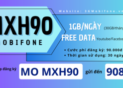 Đăng ký gói cước MXH90 Mobifone 30GB, Free data Youtube/Facebook