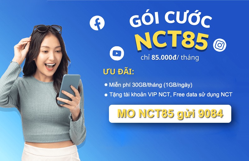 Đăng ký gói cước NCt85 Mobifone có 30GB data dùng 30 ngày