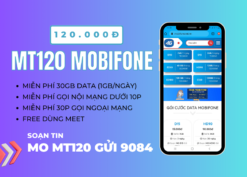 Đăng ký gói cước MT120 Mobifone có ưu đãi khủng dùng 30 ngày