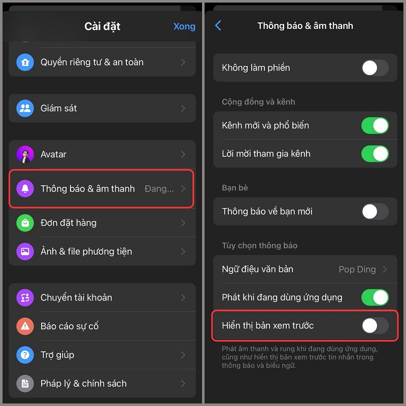 Cách cài đặt tin nhắn Messenger không hiện nội dung