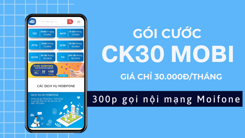 Đăng ký gói cước CK30 Mobifone có ngay 300p gọi nội mạng 