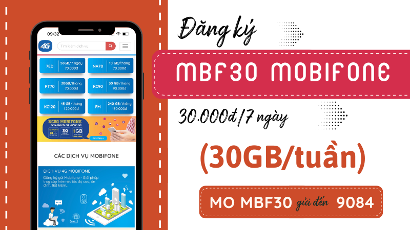 Đăng ký gói cước MBF30 Mobifone chỉ 30K có 30GB data 