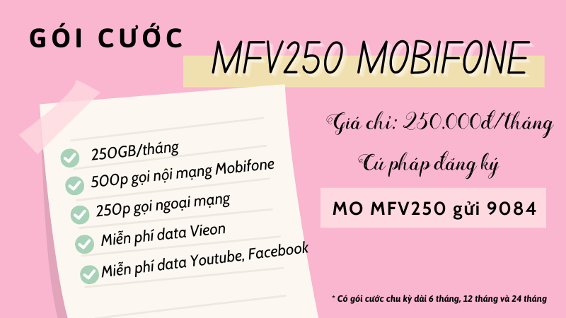Đăng ký gói cước MFV250 Mobifone có data siêu khủng, gọi thả ga